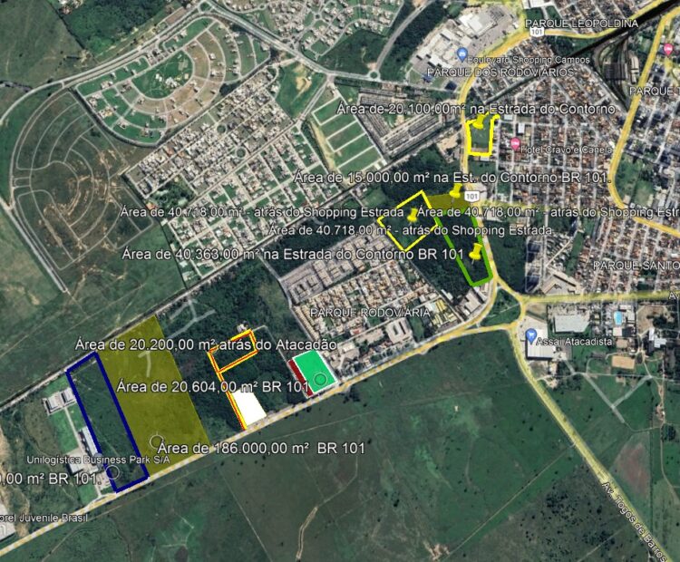 ÁREAS NA BR 101 E ESTRADA DO CONTORNO PRÓXIMO AO SHOPING ESTRADA, DE VÁRIOS TAMANHOS